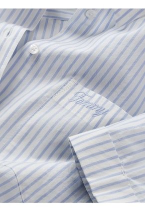 Camisa Cropped De Rayas Azul Para Mujer Tommy Jeans