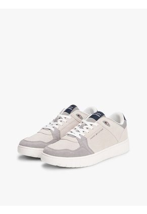 Tenis Gris De Ante Con Mezcla De Texturas Tommy Hilfiger