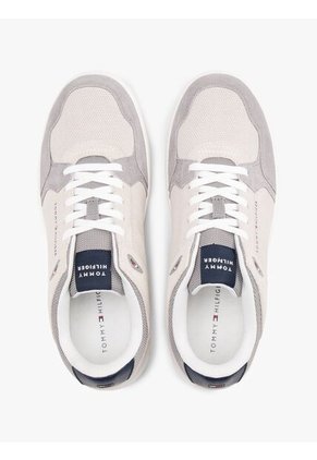 Tenis Gris De Ante Con Mezcla De Texturas Tommy Hilfiger