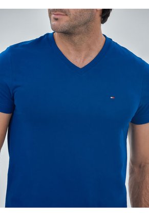 Camiseta Azul Essential En Cuello V Tommy Hilfiger