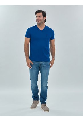 Camiseta Azul Essential En Cuello V Tommy Hilfiger