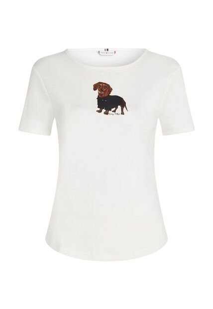 Camiseta Blanca Con Logo Estampado De Perro Tommy Hilfiger