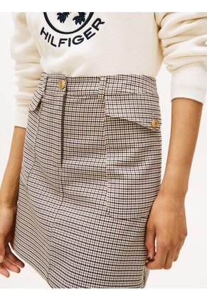 Mini Beige Falda Con Estampado De Cuadros Tommy Hilfiger