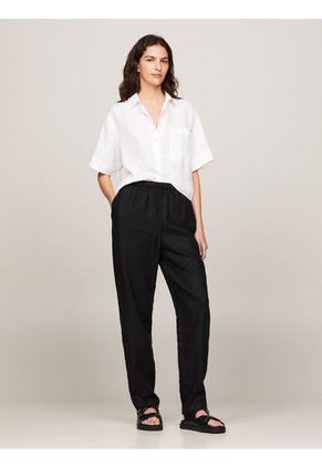 Pantalón Negro Casual Cónico Con Cordón Tommy Hilfiger