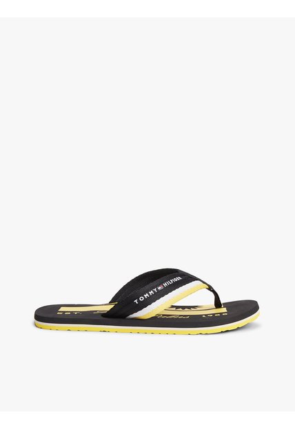 Sandalias Negro Con Tira Trenzada A Rayas Tommy Hilfiger