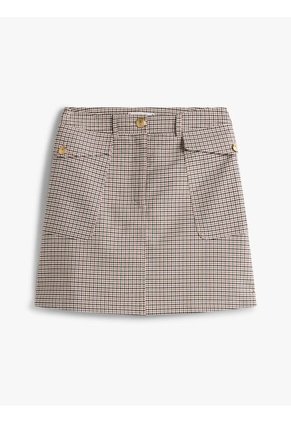 Mini Beige Falda Con Estampado De Cuadros Tommy Hilfiger