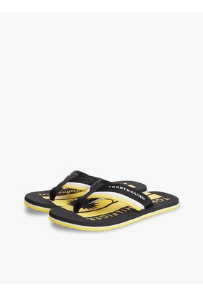 Sandalias Negro Con Tira Trenzada A Rayas Tommy Hilfiger