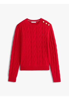 Saco Rojo De Cuello Redondo Con Botones Dorados Tommy Hilfiger