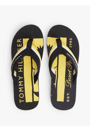 Sandalias Negro Con Tira Trenzada A Rayas Tommy Hilfiger
