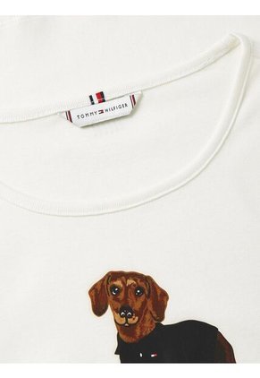 Camiseta Blanca Con Logo Estampado De Perro Tommy Hilfiger