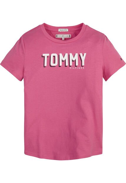 Camiseta Niña Essential De Algodón Orgánico Rosa Tommy Hilfiger