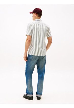 Camisa Blanca Seersucker De Corte Regular Con Diseño De Rayas Tommy Hilfiger