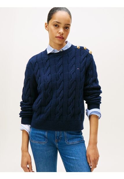 Saco Azul De Cuello Redondo Con Botones Dorados Tommy Hilfiger