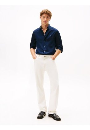 Camisa Azul Solid Con Logo Tommy Hilfiger