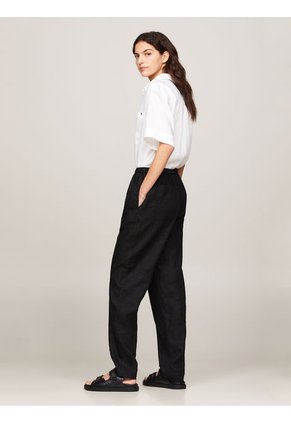 Pantalón Negro Casual Cónico Con Cordón Tommy Hilfiger