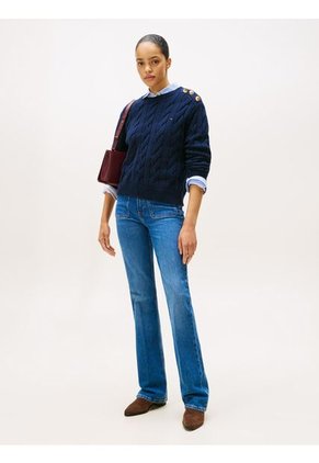 Saco Azul De Cuello Redondo Con Botones Dorados Tommy Hilfiger