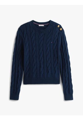 Saco Azul De Cuello Redondo Con Botones Dorados Tommy Hilfiger