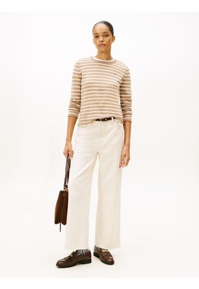 Saco Beige De Lana Con Cuello Redondo Tommy Hilfiger