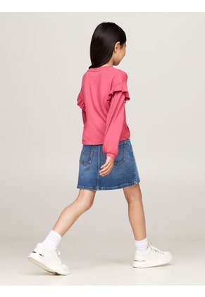 Camiseta Niña Rosa Con Mangas En Volante Tommy Hilfiger