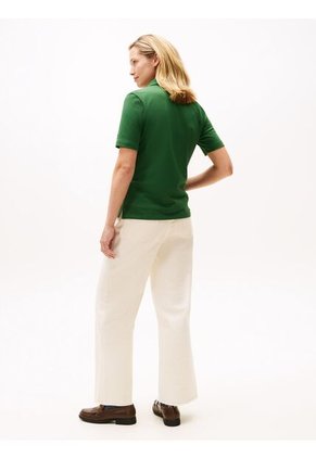 Polo Verde De Corte Regular Con Escudo Bordado Tommy Hilfiger