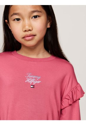 Camiseta Niña Rosa Con Mangas En Volante Tommy Hilfiger