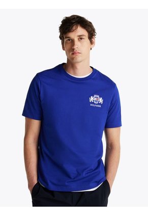 Camiseta Azul Con Logo Bordado Tommy Hilfiger
