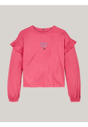 Camiseta Niña Rosa Con Mangas En Volante Tommy Hilfiger