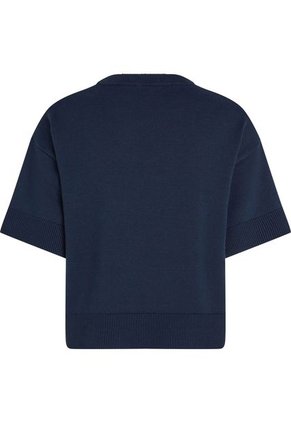 Saco Azul Tejido Cropped De Cuello Redondo Tommy Hilfiger