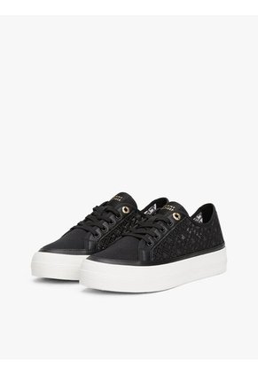 Tenis Negro De Malla Con Monogramas Bordados Tommy Hilfiger
