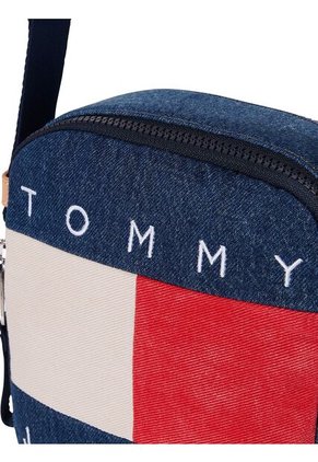 Bolso Azul Reporter Denim Con Logo Tommy Hilfiger