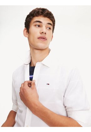 Camisa Blanca De Algodón Slim Fit Para Hombre Tommy Jeans