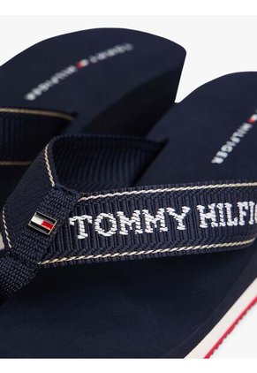 Sandalias Azul De Cuña Con Logo Esmaltado Tommy Hilfiger