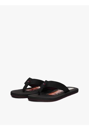 Sandalias Negro Con Tiras De Tejido Trenzado Tommy Hilfiger