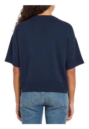 Saco Azul Tejido Cropped De Cuello Redondo Tommy Hilfiger