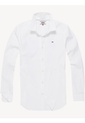 Camisa Blanca De Algodón Slim Fit Para Hombre Tommy Jeans