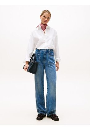 Camisa Blanca De Popelín Con Puños Ajustables Tommy Hilfiger