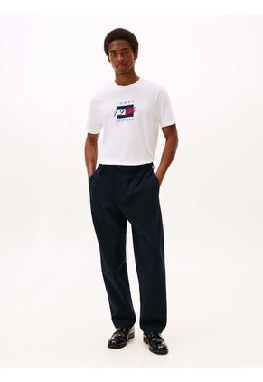 Camiseta Blanca De Punto Con Logo Gráfico Tommy Hilfiger