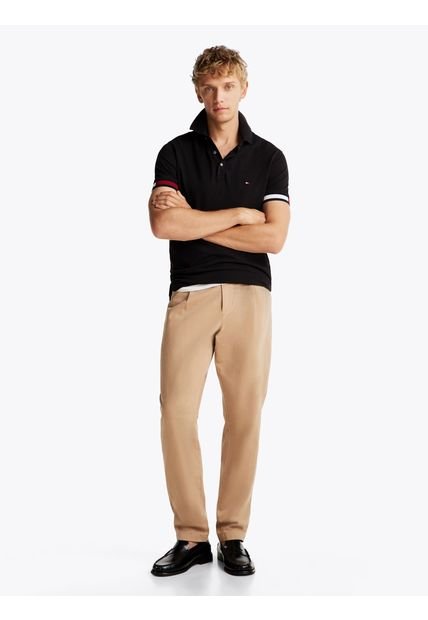 Polo Negro De Corte Slim Tommy Hilfiger