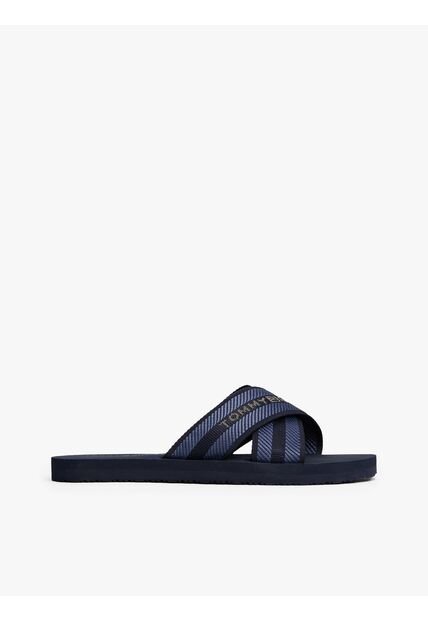 Sandalias Azul Oscuro Con Tiras Cruzadas Y Logo Tommy Hilfiger