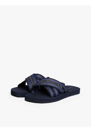 Sandalias Azul Oscuro Con Tiras Cruzadas Y Logo Tommy Hilfiger