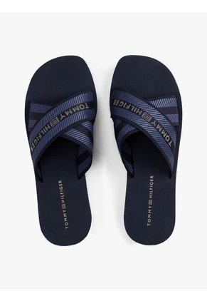 Sandalias Azul Oscuro Con Tiras Cruzadas Y Logo Tommy Hilfiger