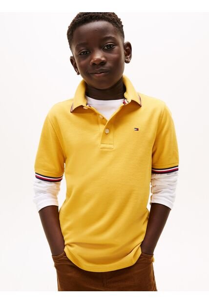 Polo Amarillo Manga Corta Con Logo Tommy Hilfiger