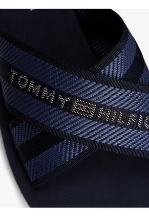 Sandalias Azul Oscuro Con Tiras Cruzadas Y Logo Tommy Hilfiger
