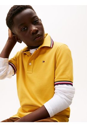 Polo Amarillo Manga Corta Con Logo Tommy Hilfiger