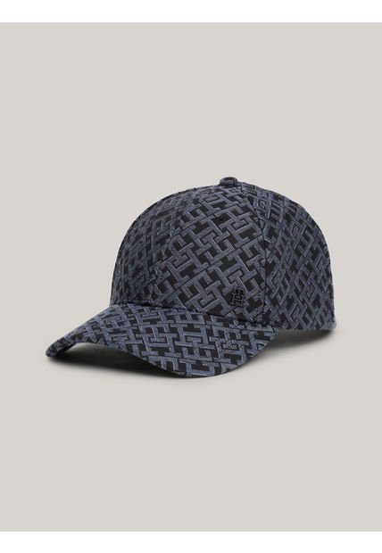 Gorra Negra De Béisbol Con Seis Paneles Y Monograma Tommy Hilfiger