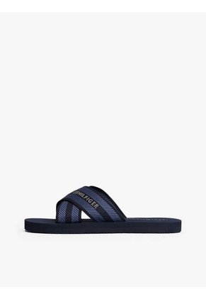 Sandalias Azul Oscuro Con Tiras Cruzadas Y Logo Tommy Hilfiger