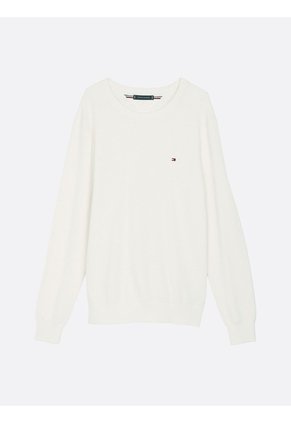 Saco Blanco De Punto Texturizado Y Cuello Redondo Tommy Hilfiger