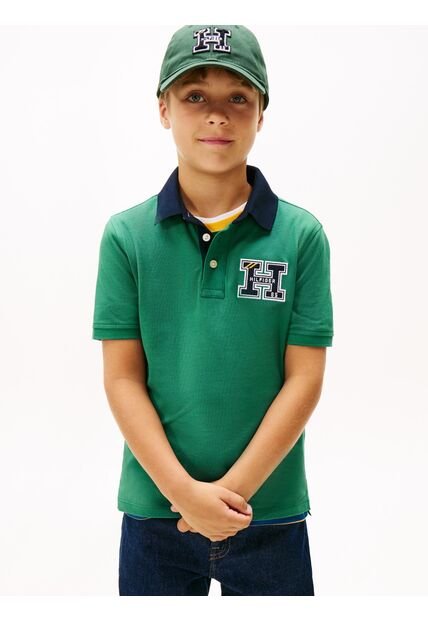 Polo Verde Manga Corta Con Logo Gráfico Tommy Hilfiger