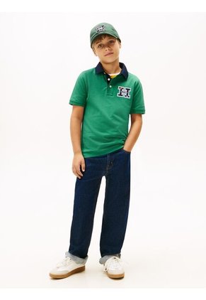 Polo Verde Manga Corta Con Logo Gráfico Tommy Hilfiger