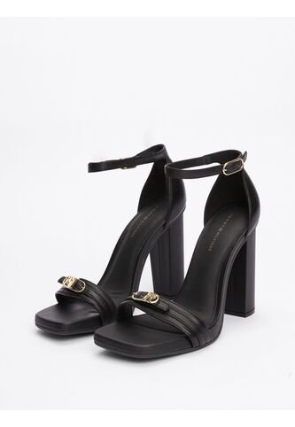 Sandalias Negro De Cuero Con Tira Y Tacón Alto Tommy Hilfiger Tommy Hilfiger